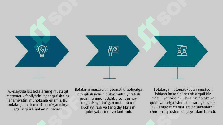 Bollarning mustaqil matematik faoliyatiga rahbarlik qilish. 8