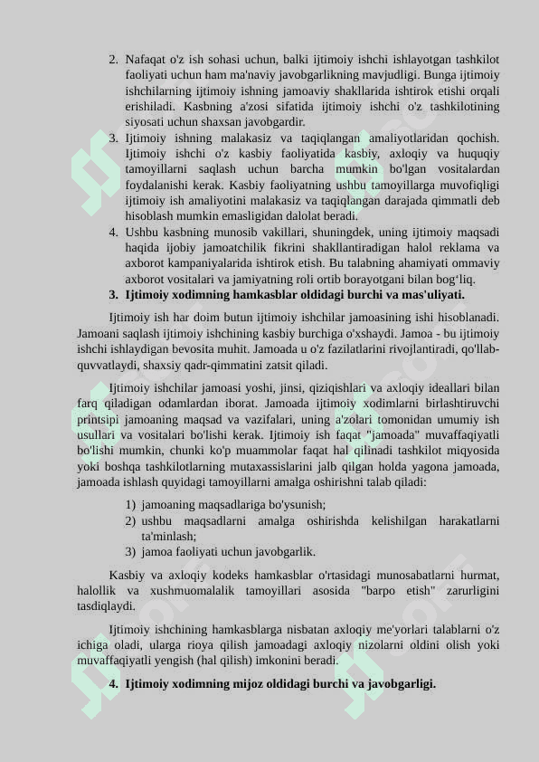 Ijtimoiy ishdagi burch. 2