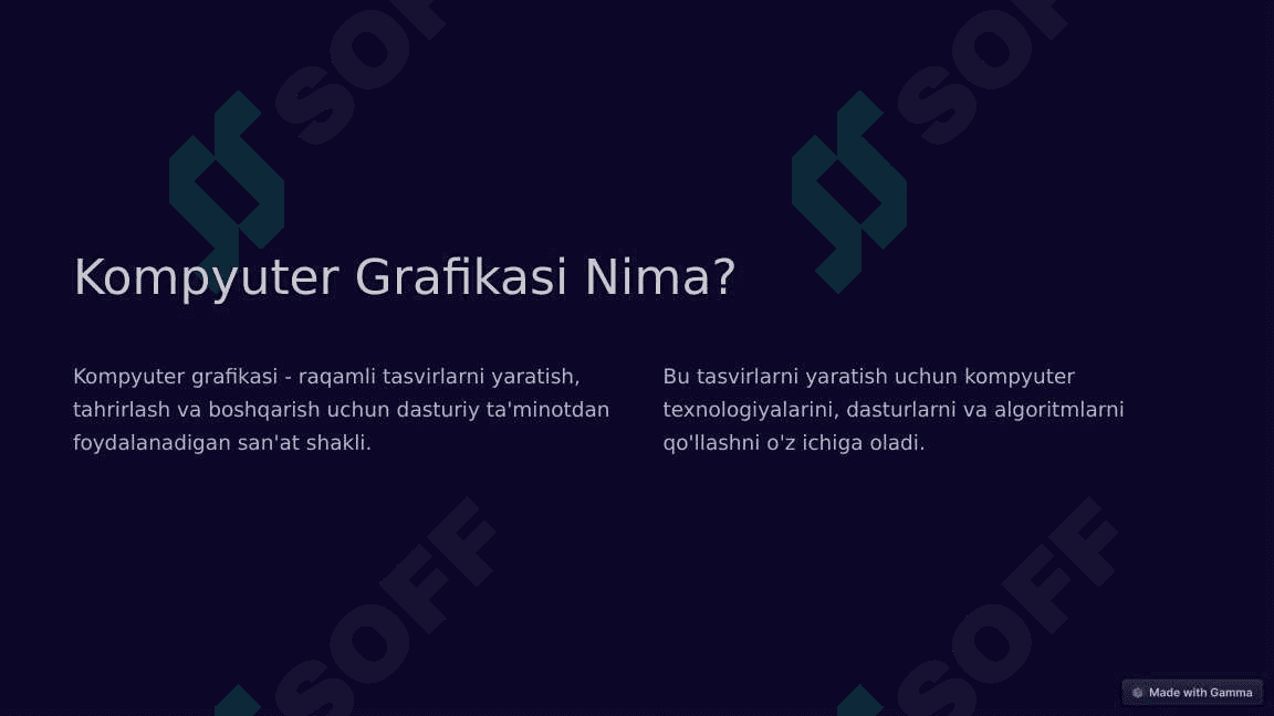 Taqdimot kompyuter grafikasi haqida 2