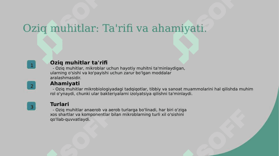 Oziq muhitlar. Anaerob bakteriyalarning sof xosilasini ajratish bosqichlari 3