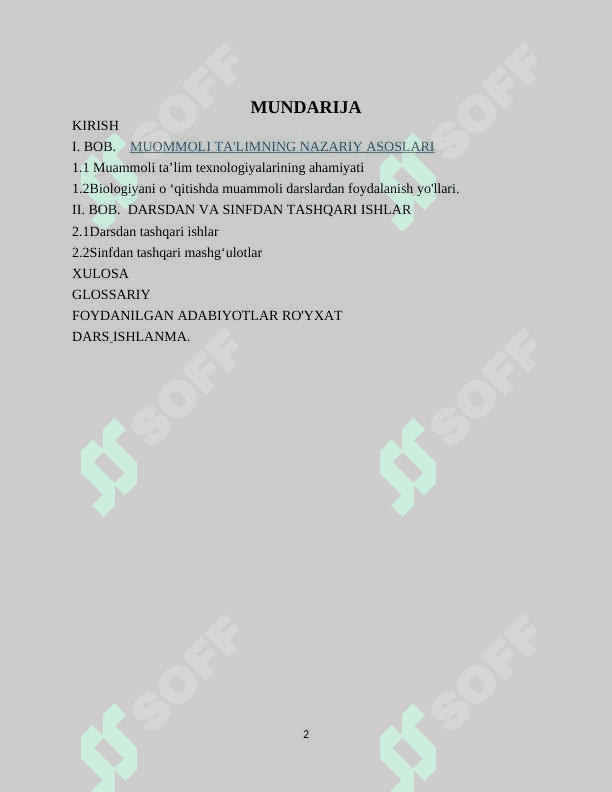 Biologiyadan sinfdan  tashqari   ishlarni  muammoli   ta’lim texnologiyasi asosida  loyihalashtirish 2