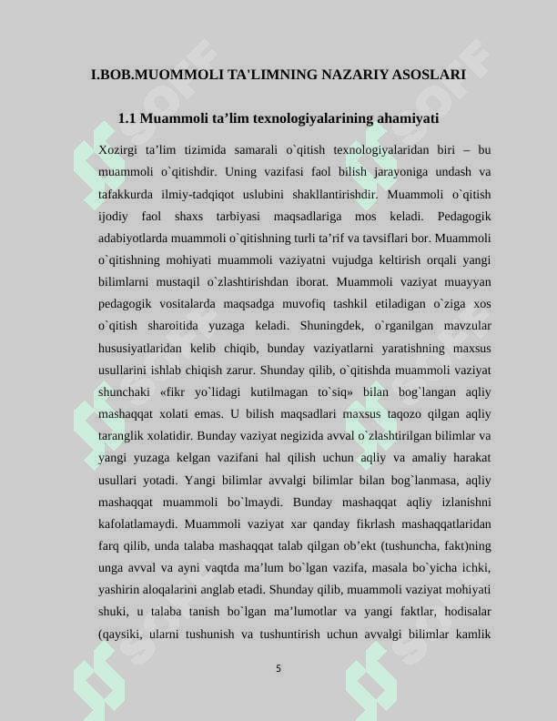 Biologiyadan sinfdan  tashqari   ishlarni  muammoli   ta’lim texnologiyasi asosida  loyihalashtirish 5