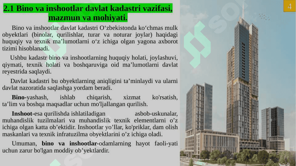 Bino inshoatlar dakadastrini yuritish 4