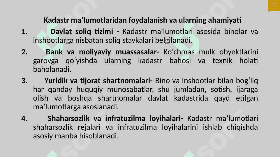 Bino inshoatlar dakadastrini yuritish 7