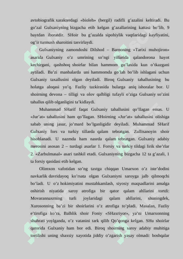 GULХANIY HAYOTI VA IJODI. 4