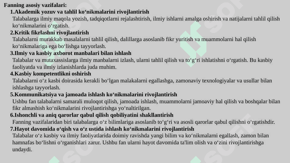Akademik ko‘nikmalar va kasbiy kompetentlik (AKKK) faniga kirish. 4