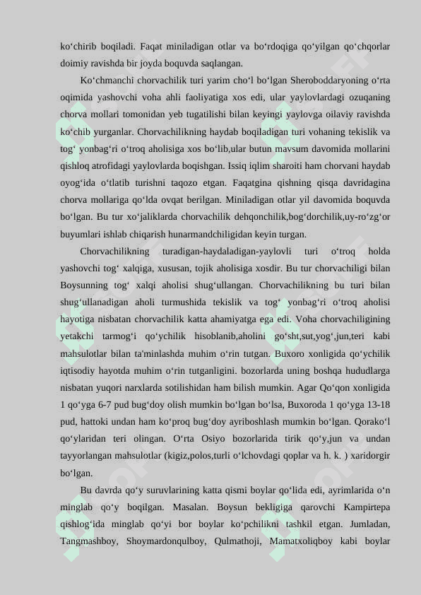 XIX asr oxiri – XX asr boshlarida Sharqiy Buxoroda chorvachilik va yilqichilik 4