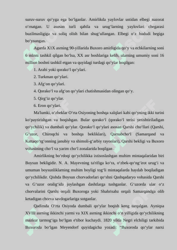 XIX asr oxiri – XX asr boshlarida Sharqiy Buxoroda chorvachilik va yilqichilik 5