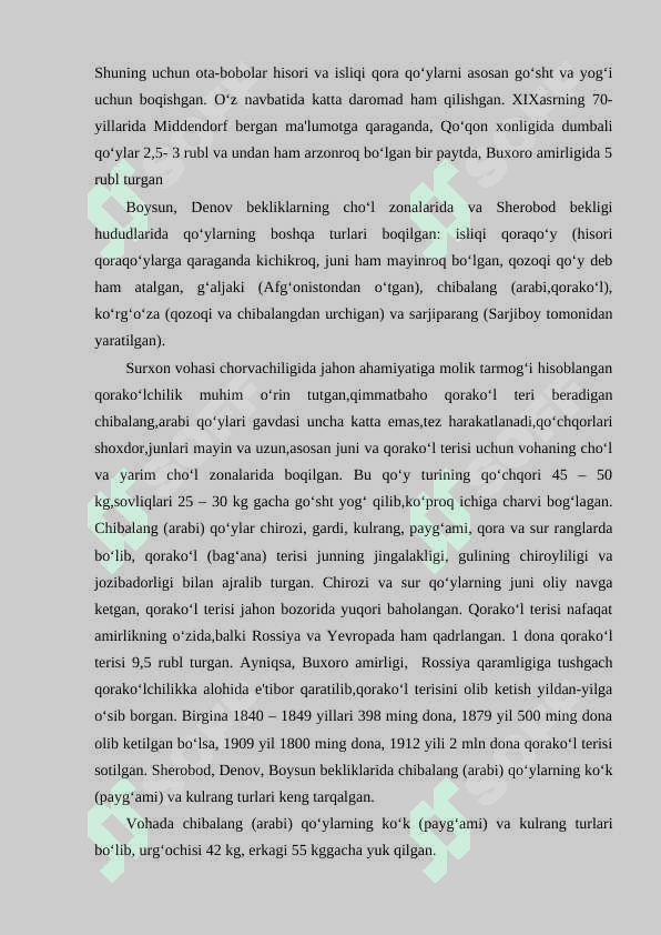 XIX asr oxiri – XX asr boshlarida Sharqiy Buxoroda chorvachilik va yilqichilik 7