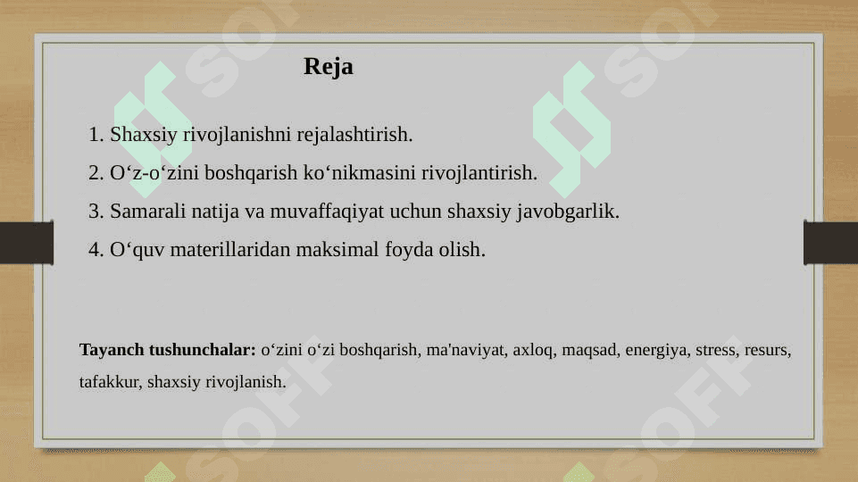 O‘z-o‘zini boshqarish va samaradorlik uchun javobgarlik 2
