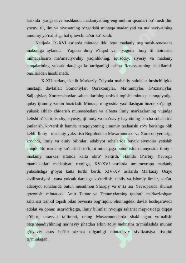 MARKAZIY OSIYO SIVILIZATSIYALARI. MARKAZIY OSIYO - SIVILIZATSIYASINI YUZAGA KELTIRUVCHI MUSTAQIL MANBA 7