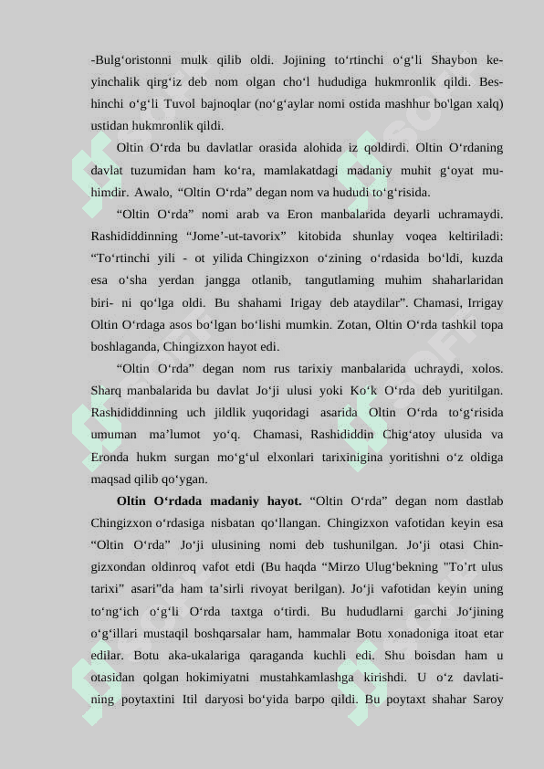 XIII-XIVASRLAR ADABIYOTI.OLTIN O‘RDA O‘ZBEK ADABIYOTI. . 2