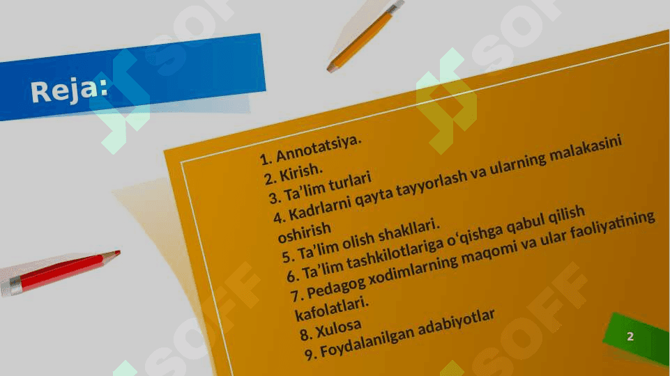 O’zbekiton Respublikasi Ta’lim to’g’risidagi qonuni 2