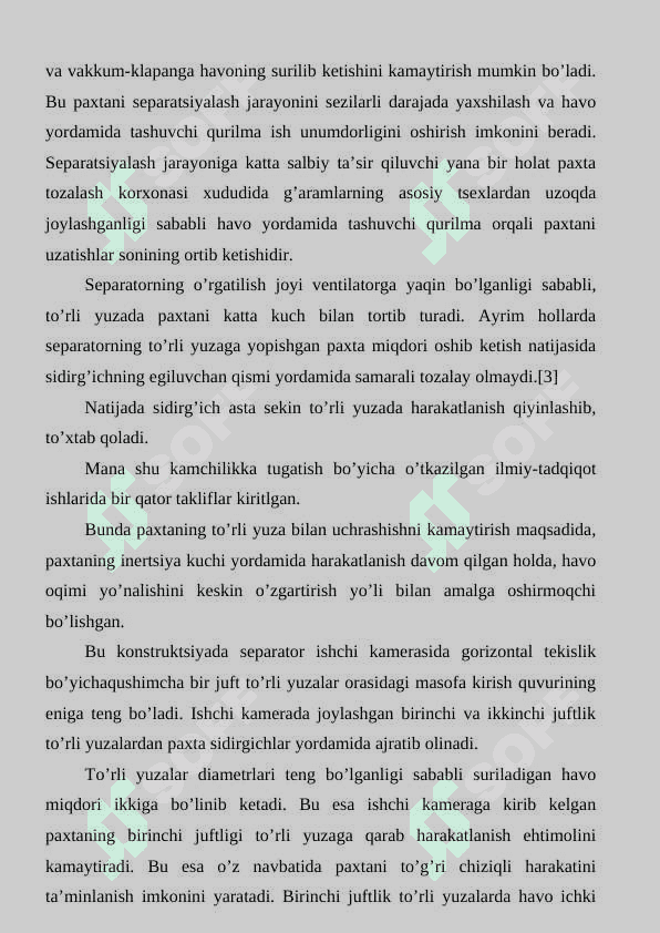 Tolali mahsulotlarni tashuvchi havodan ajratish jarayoni. Kondensorlarning  tuzilishi, asosiy ishchi qismlari va ishlash jarayoni. 3