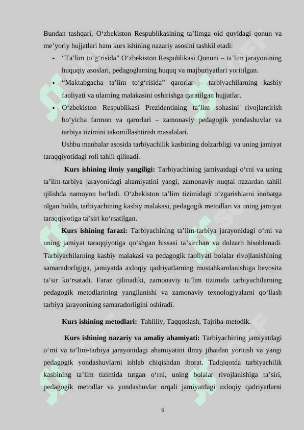 Tarbiyachi va uning jamiyatda tutgan o‘rni 6
