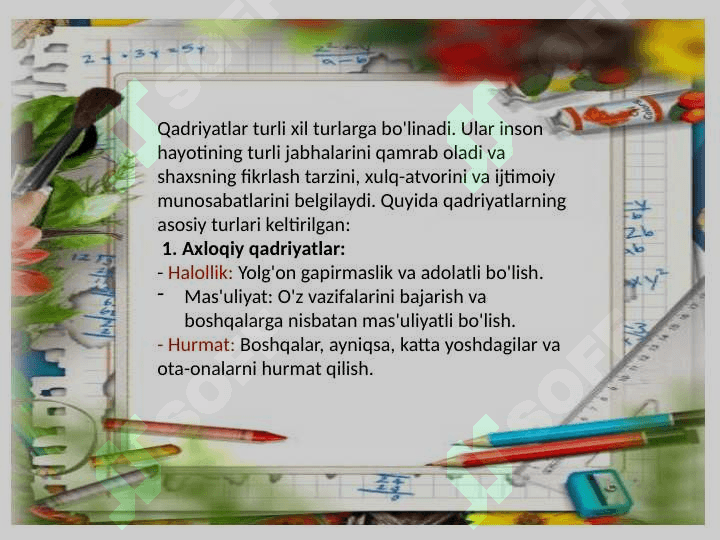 O’quvchi yoshlarda qadriyatga yo’nalganlikni tarkib toptirish 6