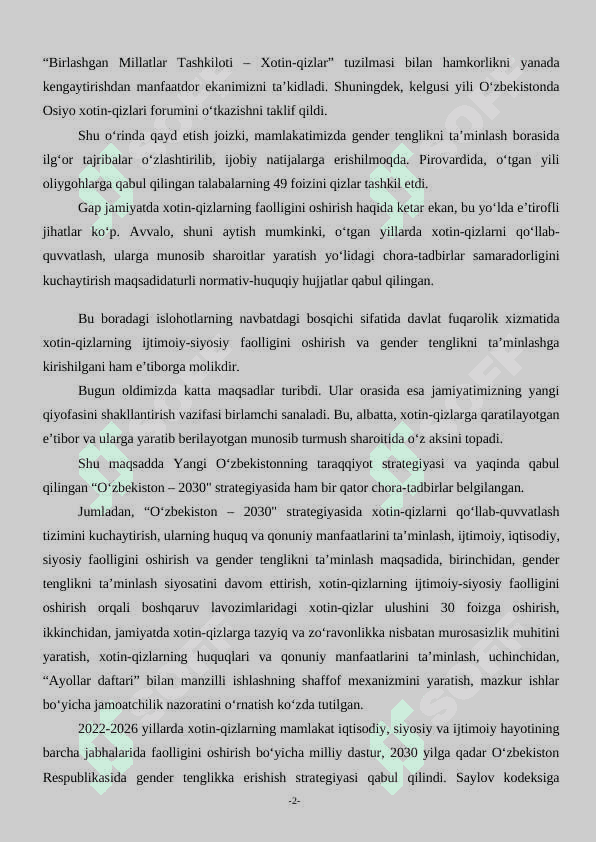 O‘zbekistonda xotin-qizlar ijtimoiy-siyosiy faolligini qo‘llab - quvvatlash 2