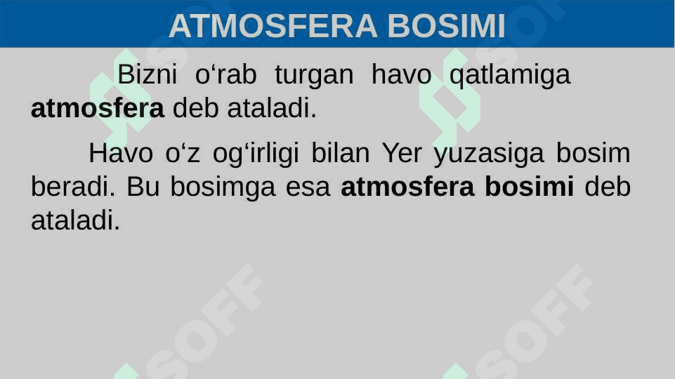 Atmosfera bosimi Torrichelli tajribasi 6-sinf fizika 8