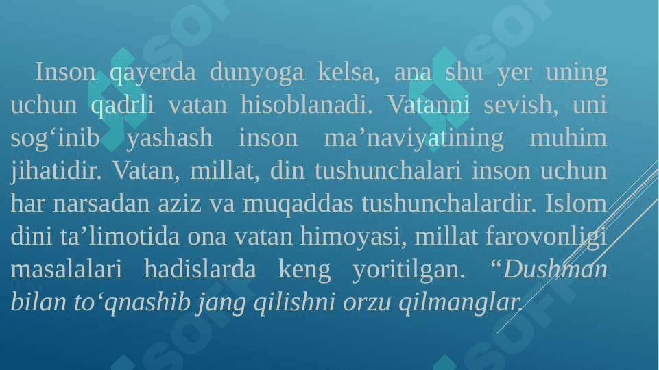 ISLOM DINIDA VATAN PARVARLIK G’OYALARINING TALQINI 2