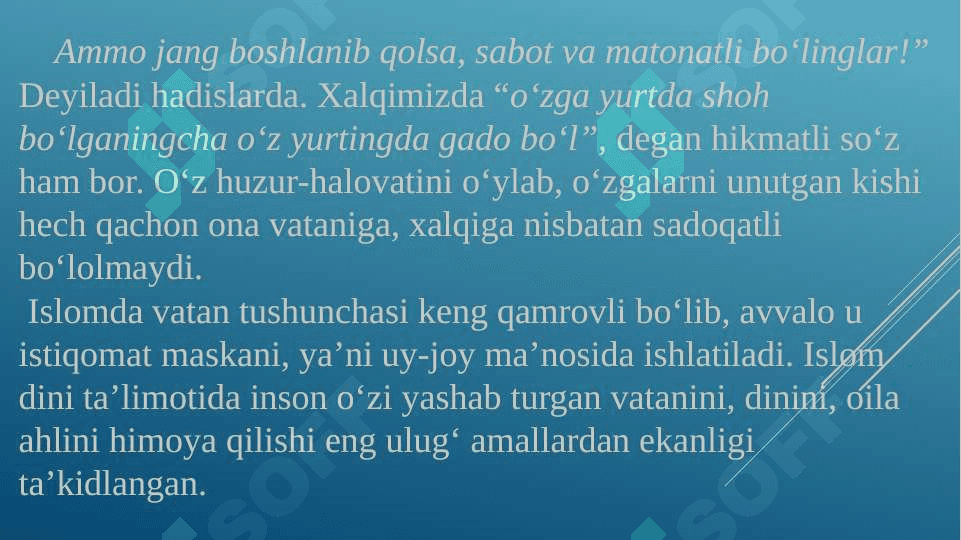ISLOM DINIDA VATAN PARVARLIK G’OYALARINING TALQINI 3