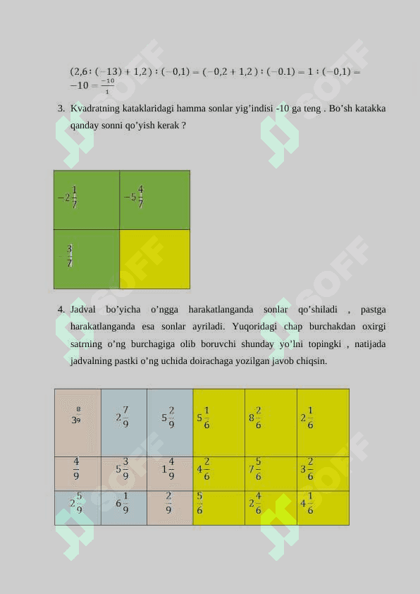 Ratsional sonlar ustida amallar 6
