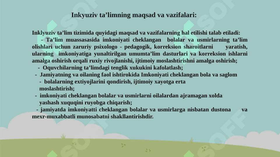 INKLYUZIV TALIMNING USLUBIY ASOSLARI 2