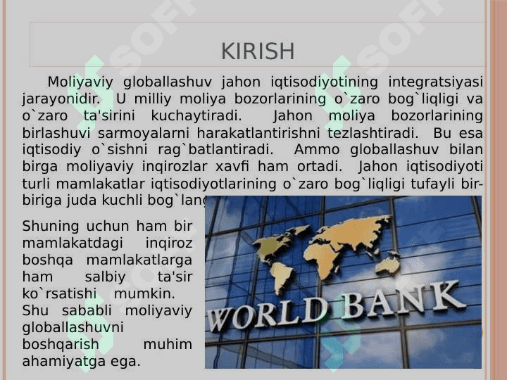 Moliyaviy globallashuv sharoitida jaxon bank tizimidagi o’zgarishlar 3