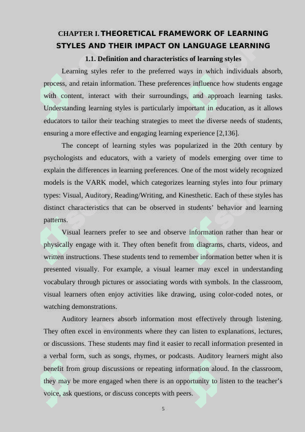 Learning styles in teaching English for preschool groups and primary education pupils 5