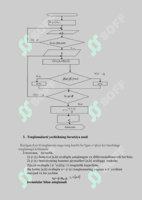 Algebraik va transtendent tenglamalarni taqribiy yechish usullarini  yaqinlashish tezligi bo’yicha baholash 4