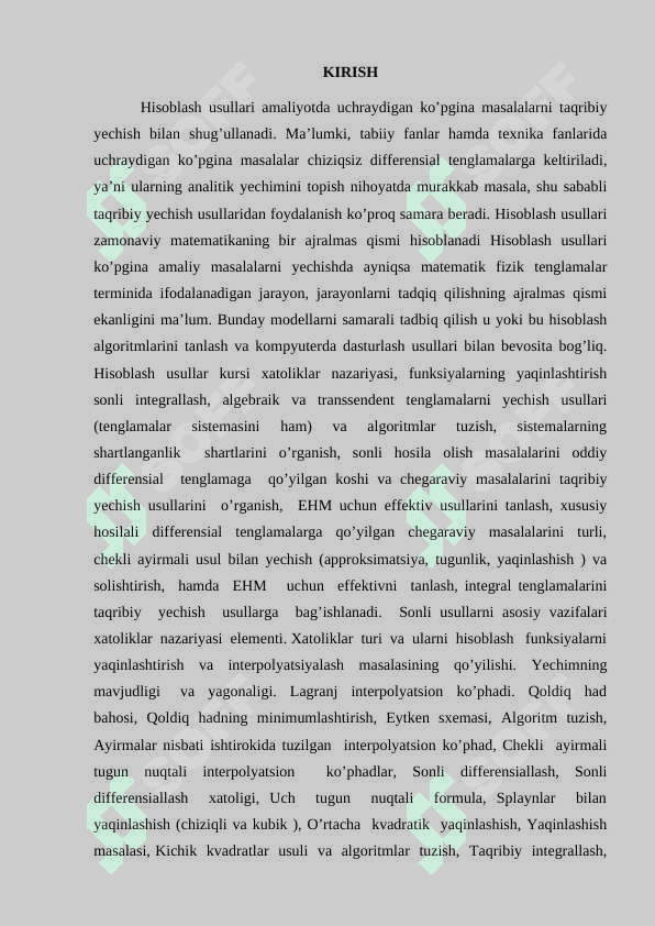 Algebraik va transsendent tenglamalarni taqribiy yechishda vatarlar va Nyuton usullarini samaradorlik bo’yicha taqqoslash. 3