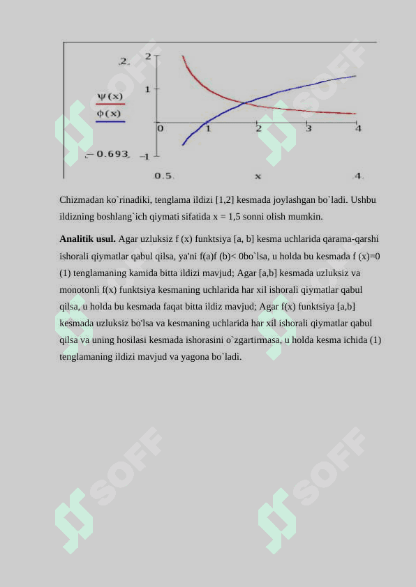 Algebraik va transsendent tenglamalarni taqribiy yechishda vatarlar va Nyuton usullarini samaradorlik bo’yicha taqqoslash. 8