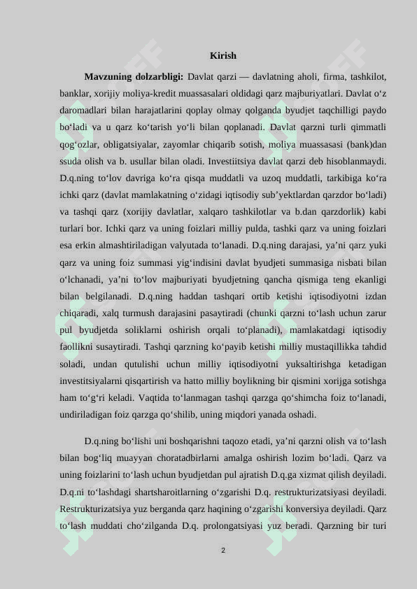 Xorijiy davlatlarning davlat qarzi yuzaga kelishi davlat qarzini boshqarish 2
