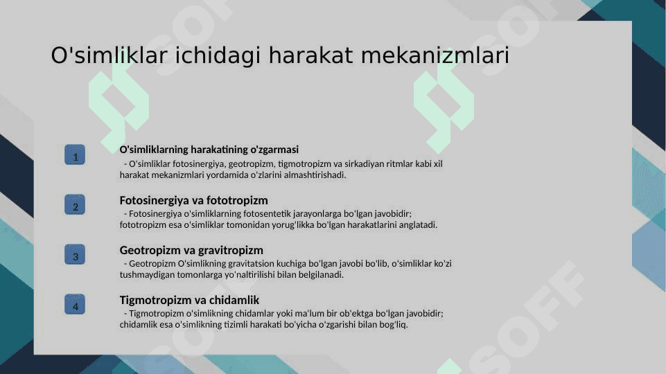 O'simliklarning harakatlanishi 2