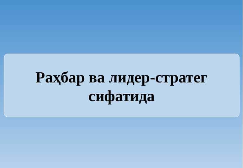 Раҳбар ва лидер-стратег сифатида