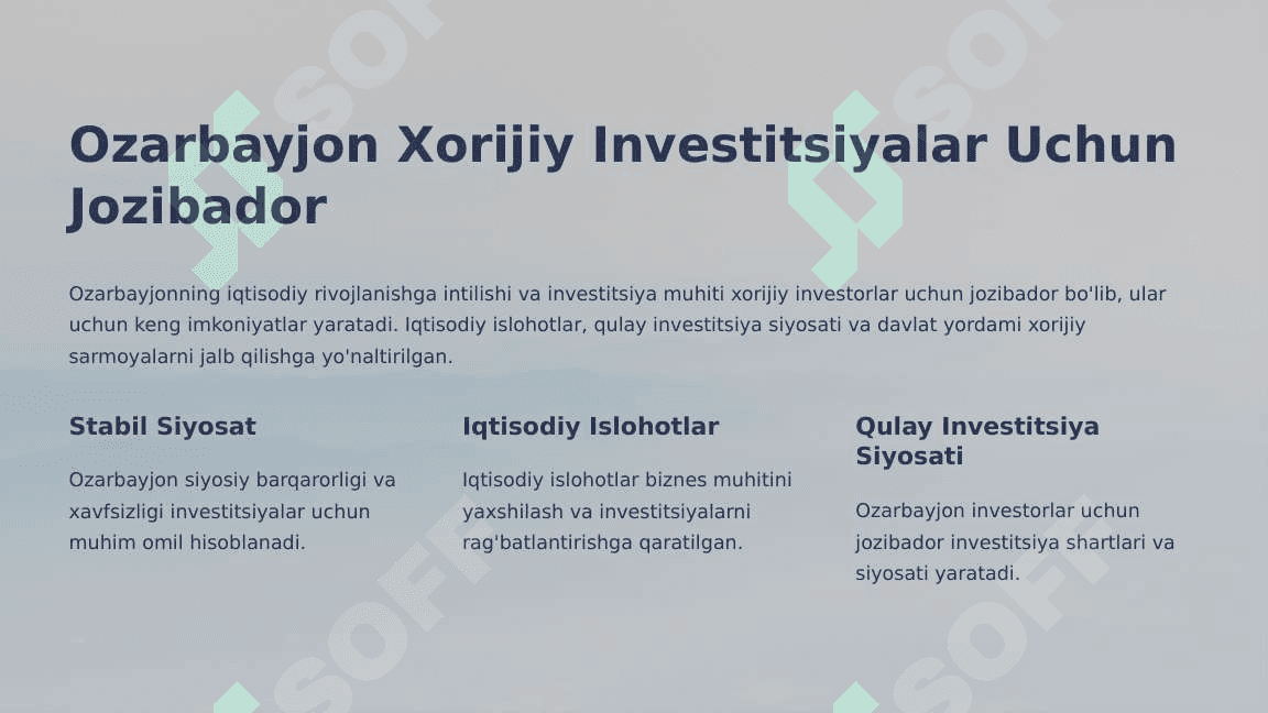 Ozarbayjon Investitsiya Tarmoqlari va Imkoniyatlari 6