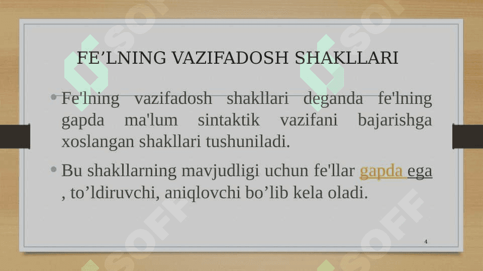 Slayd Fe'lning vazifa shakillari 4