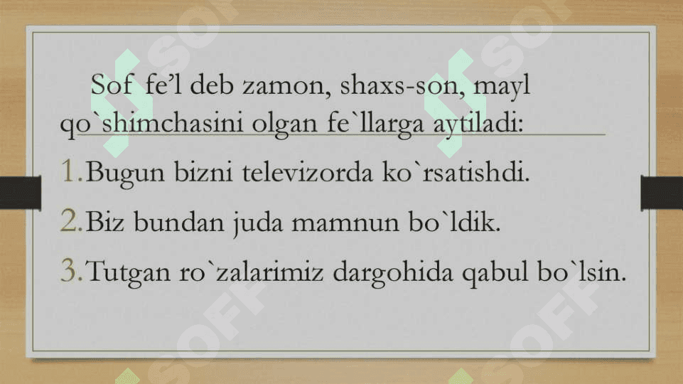 Slayd Fe'lning vazifa shakillari 7