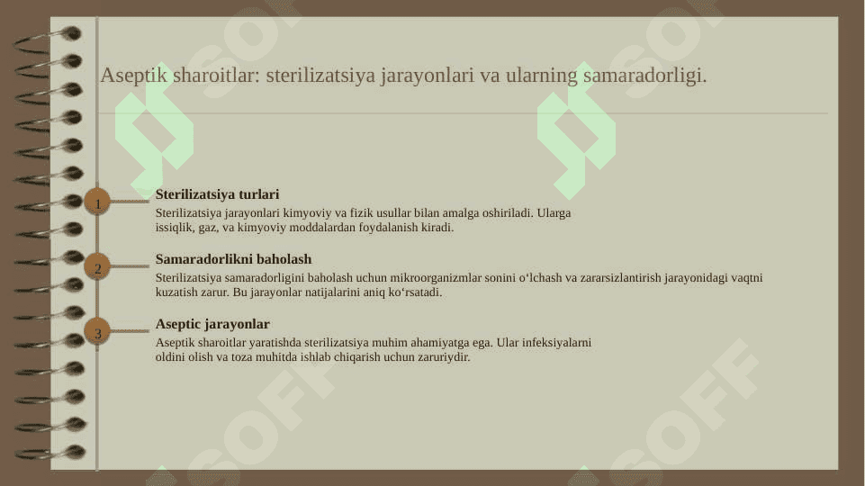 Aseptika sharoiti yaratishning o'ziga xos tomonlari va muammolari 4