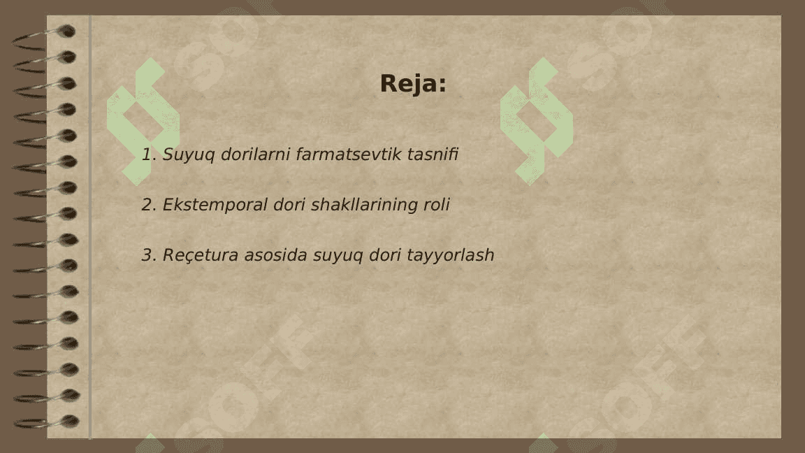 Suyuq dorilarni ekstemporal dori turlari orasida tutgan o'rni. 2