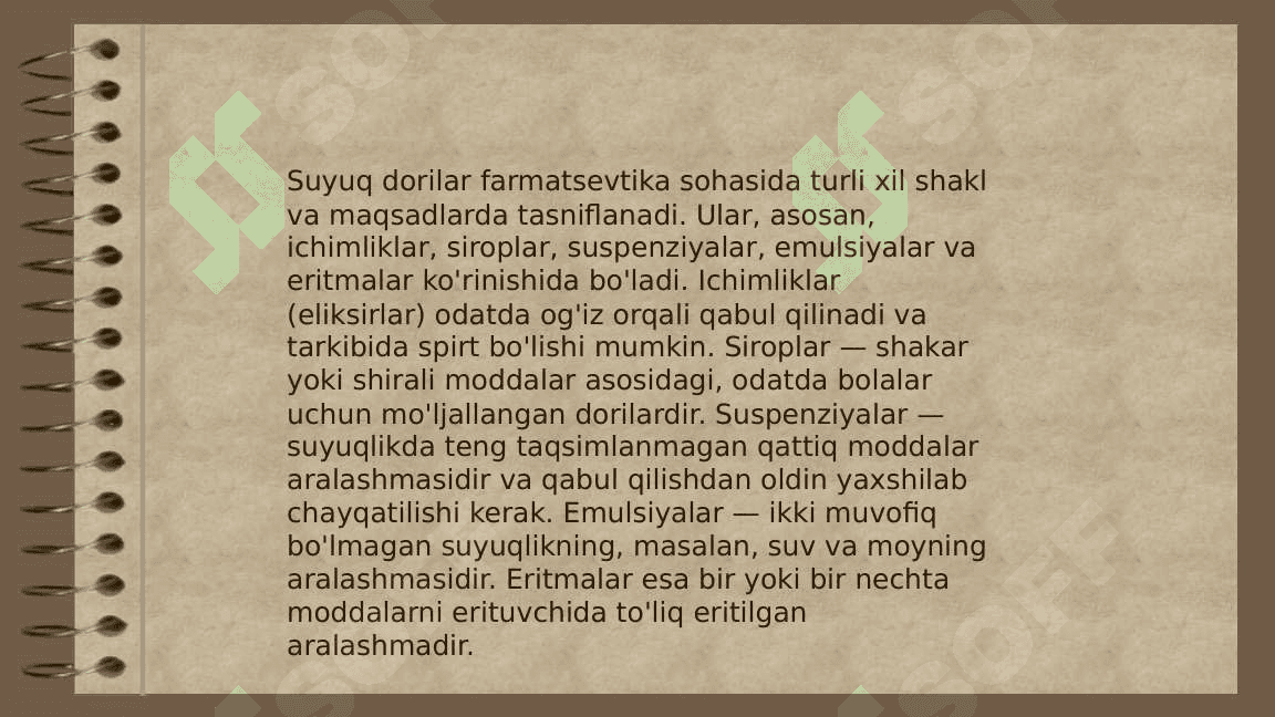 Suyuq dorilarni ekstemporal dori turlari orasida tutgan o'rni. 3