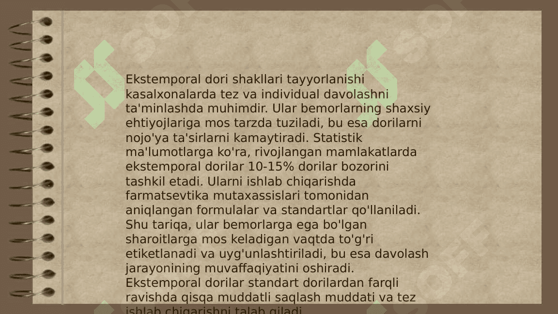 Suyuq dorilarni ekstemporal dori turlari orasida tutgan o'rni. 4