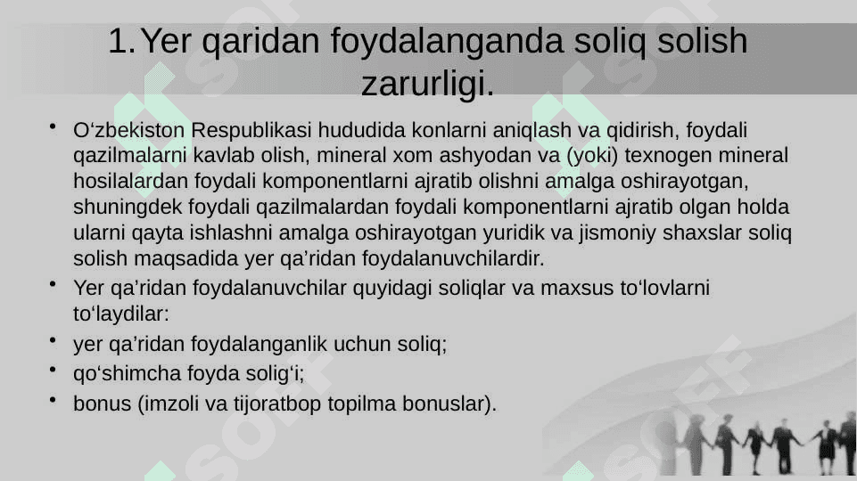 Yer qa’ridan foydalanuvchilar uchun soliqlar 3