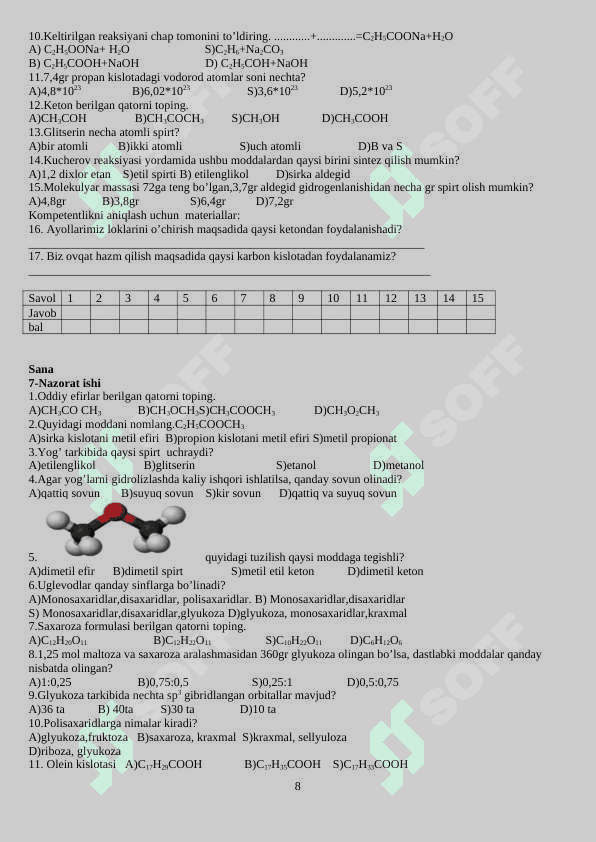 10-sinf kimyo fanidan nazorat ishi daftari 2025 8