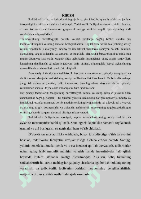 Tadbirkorlik faoliyati. tadbirkorlik kapitali va uning aylanishi 2