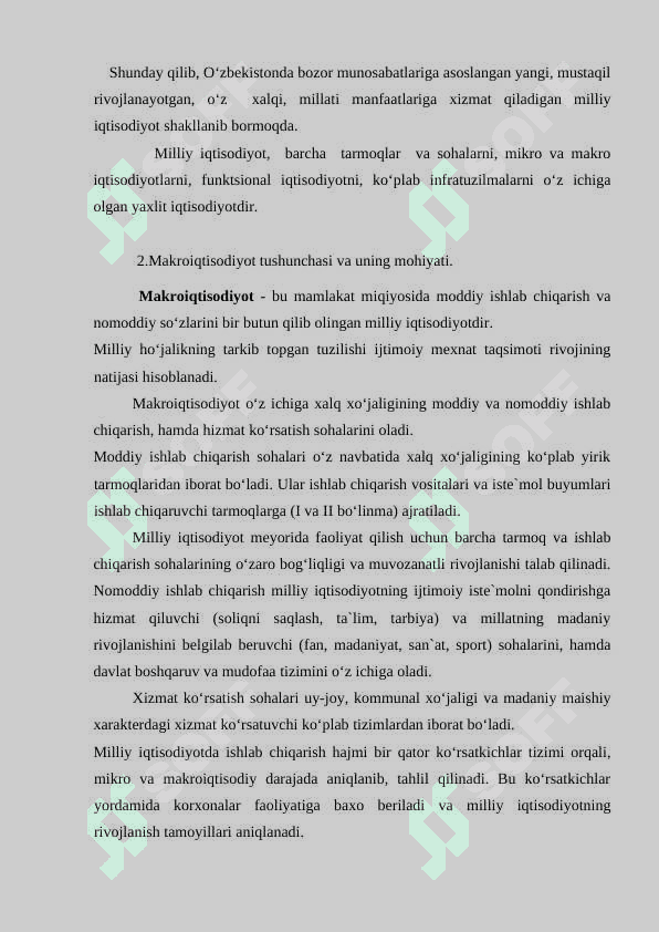 Mustaqillik yillarida O’zbekiston rivojlanishining makroiqtisodiy ko’rsatkichlari tahlili 3