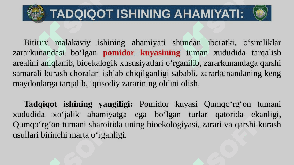 BITIRUV MALAKAVIY ISHI TAQDIMOTI. Pomidor kuyasi 7