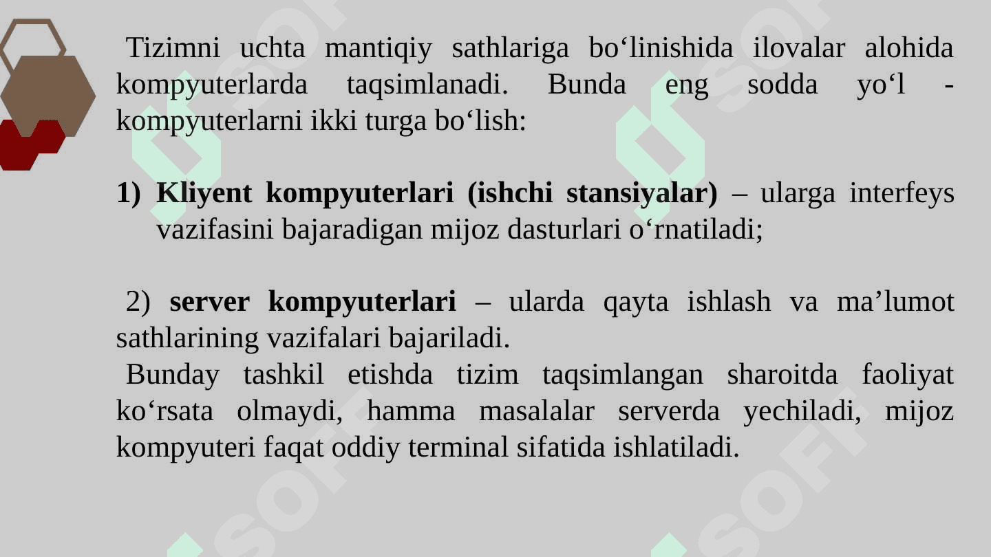 Tarmoq modellari. (Mijos-server arxitekturasining turlari) 8