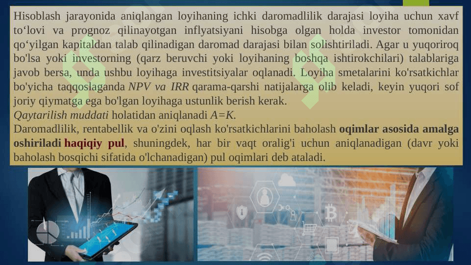 Innovatsion loyihaning samaradorligi ko'rsatkichlari 6