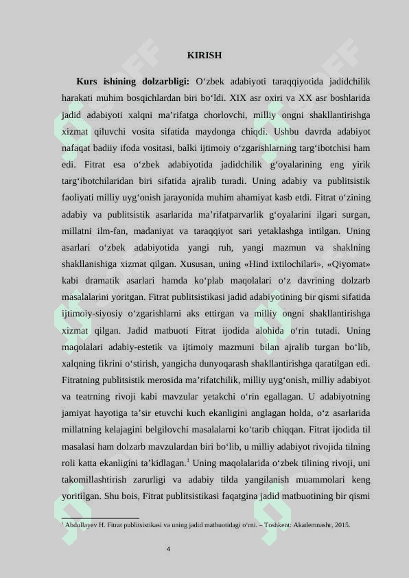 Abdurauf Fitrat publitsistikasi  kurs ishi 4