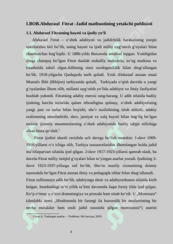 Abdurauf Fitrat publitsistikasi  kurs ishi 6